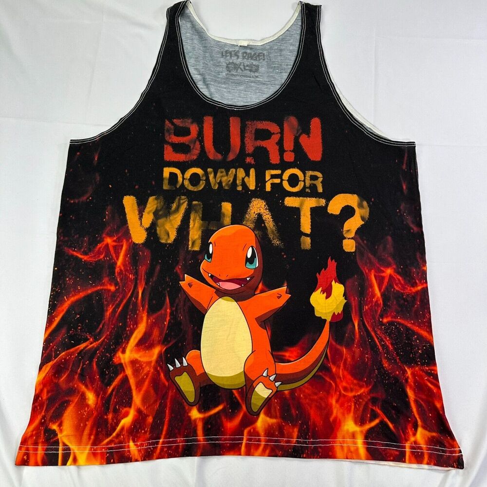 Burn Down For What Charmander Let's Rage‎ Tank Top - Red, XL